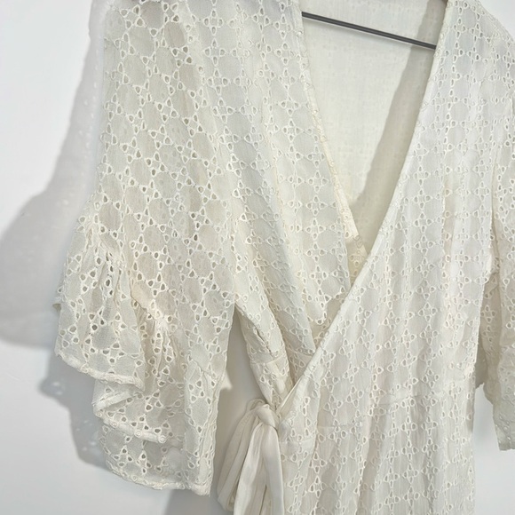 ALLSAINTS eyelet wrap white mini ruffle dress - Picture 9 of 14